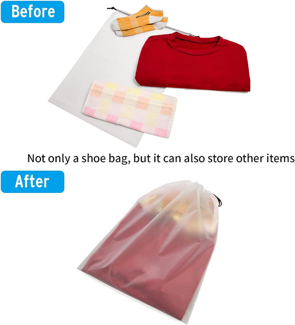 Transparent Shoe Bags for Travel Large Clear Shoes Organizers Storage Pouch with Rope for Men and Women 13 Pack