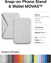 Magnetic Wallet Stand Compatible with Iphone 16/15/14/13/12 Series, Angle Adjustment & Magsafe Compatible MOVAS Phone Stand, Misty Cove