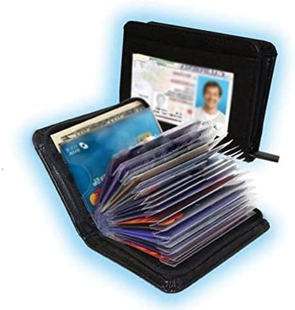 36 Slots Credit Card Holder Wallet Zip Leather Card Case RFID Blocking