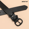 Women Leather Belt for Jeans Pants Dresses Black Ladies Waist Belt with Black Buckle