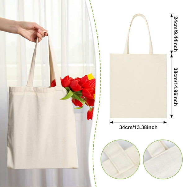 Canvas Tote Bag - 4 PCS Cotton Tote Bag Blank Canvas Tote Bags Reusable Grocery Tote Bag Shopping Bags Canvas Bags Bulk with Handles for Crafts DIY Gift Advertising Promotion Activity