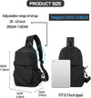 Small Black Sling Crossbody Backpack Shoulder Bag for Men Women, Lightweight One Strap Sling Bag Backpack for Hiking Walking Biking Travel Cycling USB Charger Port-Nylon