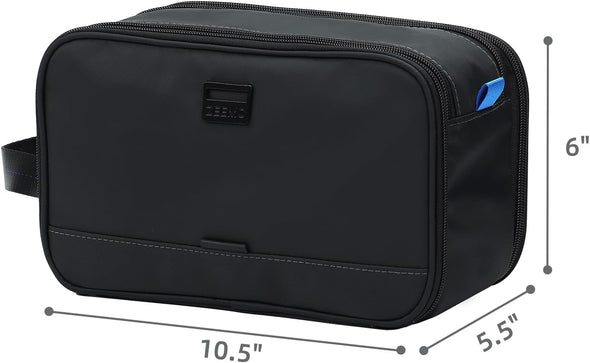 Toiletry Bag for Men, Extra Large Water-Resistant Dopp Kit with Double Side Full Open Design, Shaving Bag for Toiletries and Shaving Accessories for Long Travel, Black