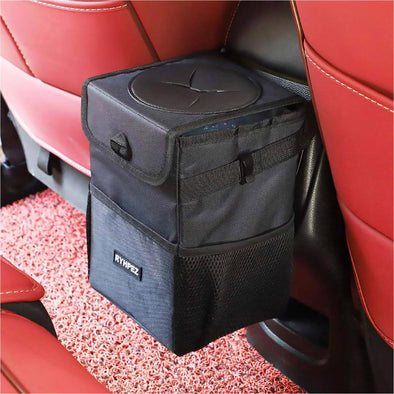 Car Trash Can with Lid - Waterproof Collapsible Trash Storage Bag for Truck & Car