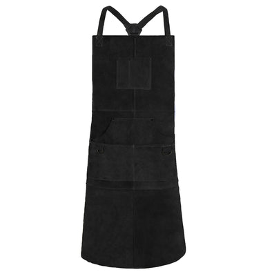 QeeLink cowhide Welding Apron with 6 Pockets, 24'' X 42'', Adjustable M- XXXL, Black