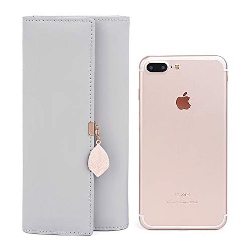 Small Wallet for Women PU Leather Heart Pendant Card Holder Phone Checkbook  Organizer with ID Window 