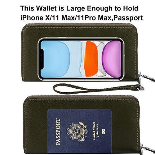 TIME WARRIOR Women's Wallet DA RFID Blocking Designer Leather Wallet Large  Phone Holder Clutch Travel Purse Wristlet wallets for women carteras para