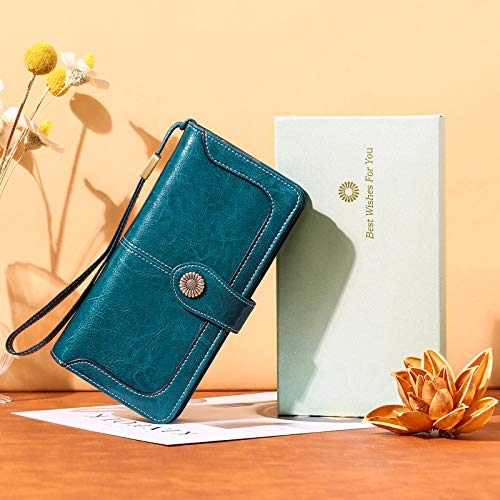 Falan Mule Small Wallet for Women Genuine Leather Bifold Compact RFID Blocking Small Womens Wallet