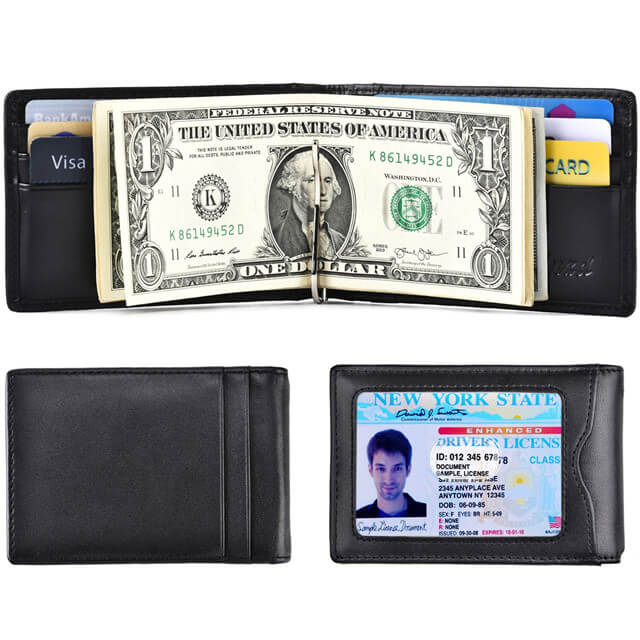 Men's Slim Wallet Money Clip Coin Holder Minimalist Cash Clip