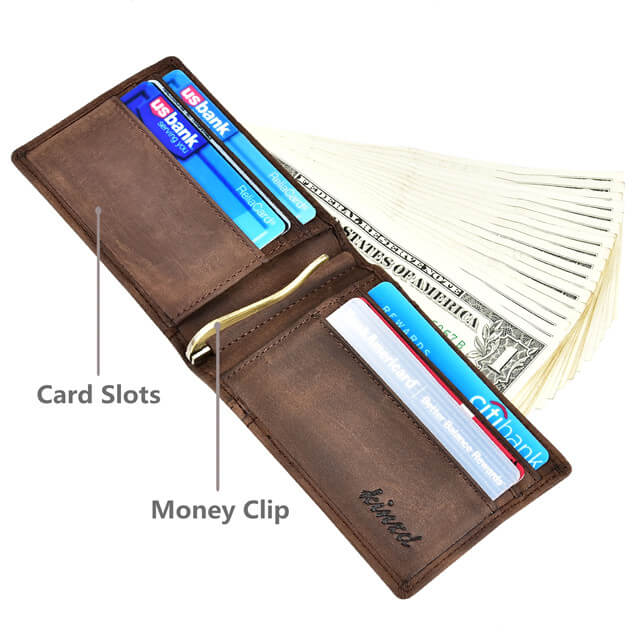 H01 – Money Clip Slim Wallet – Crazy Horse
