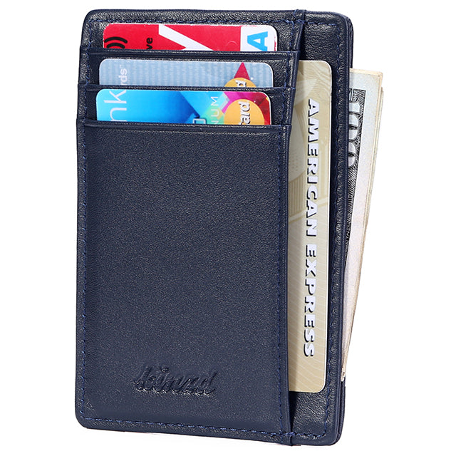 Men's Slim Front Pocket Wallet - RFID Blocking, Thin Minimalist Bifold  Design, Genuine Leather - ID Badge Window and 5 Sleeves for Money, Credit  and Debit Cards, Driver's License (Brown) 