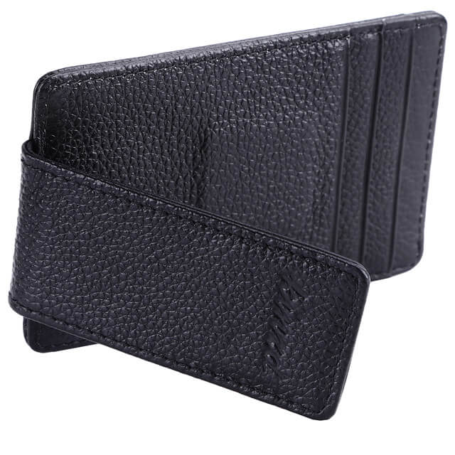 Men Genuine Leather Money Clip Credit Card Case Holder Slim Wallet