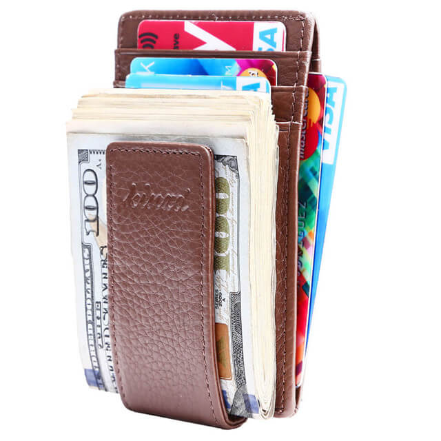 Mens Leather Money Clip Slim Front Pocket Wallet Magnetic ID Credit Card  Holder